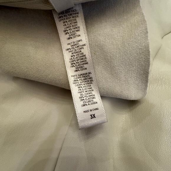 SKIMS NWT Size 3X Women's Mock Neck Long Sleeve Faux Leather Bodysuit In Shell - Picture 4 of 7